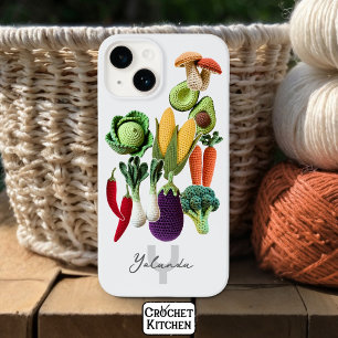 Coque Pour iPhone 14 Colorée Crochet Légumes Champignons Nom du collage