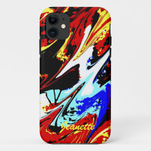 Coques Pour iPhone Colorée Rouge Bleu Jaune Abstrait, Nom,