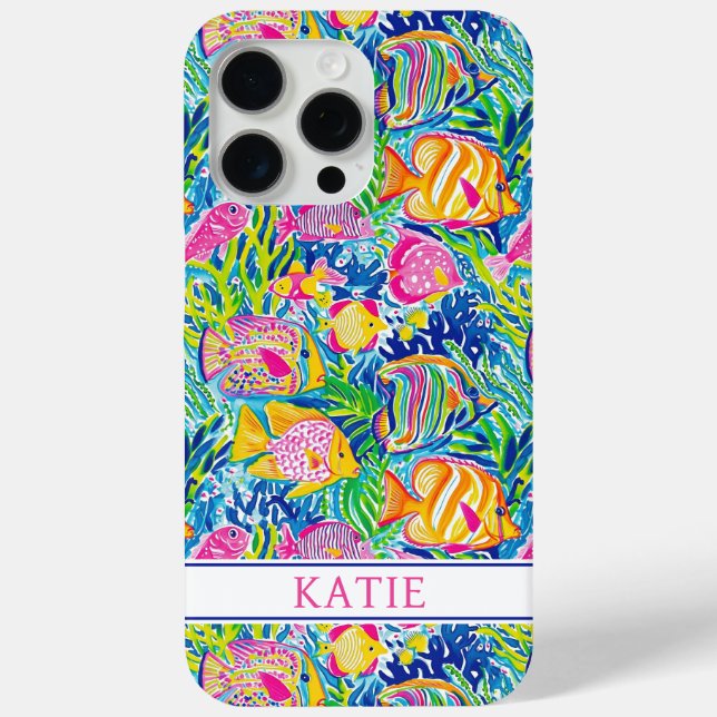 Coques Case-Mate iPhone Colorful Fish Monogrammed (Verso)