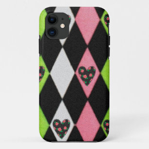 Coque Case-Mate Pour iPhone Colorful harlequin Print with Rose Hearts