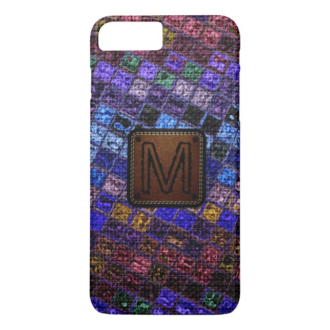 Coques Case-Mate iPhone Colorful Mosaic Burlap Élégant cuir look #17 (Dos)