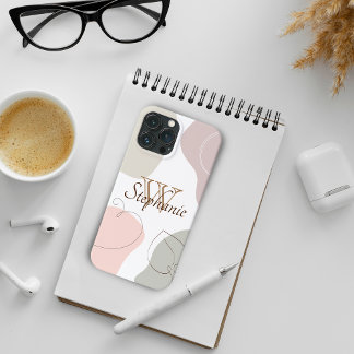 Coque Pour iPhone 14 Colorful Pastel Formes Abstraites avec nom Monogra