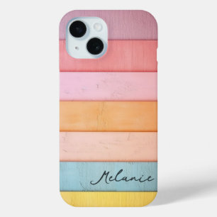 Coque Pour iPhone 15 Coloris Pastel Bloquent Les Rayures Modernes