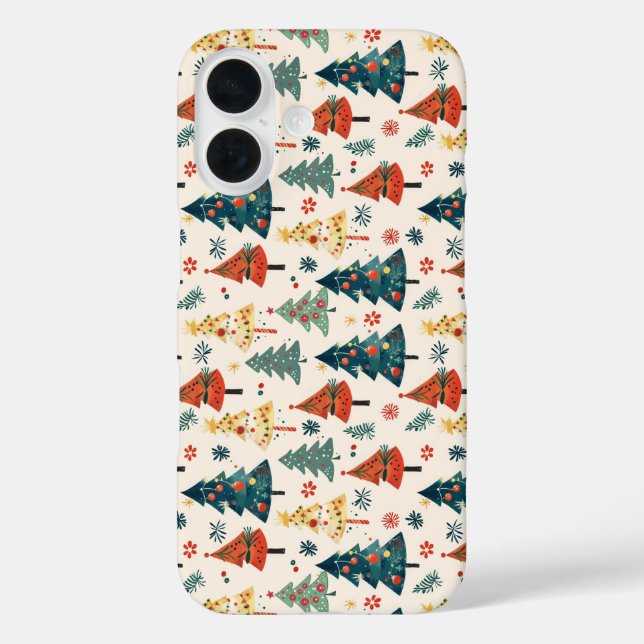 Coques Case-Mate iPhone Colourful Christmas Pine Trees Seamless Pattern (Verso)