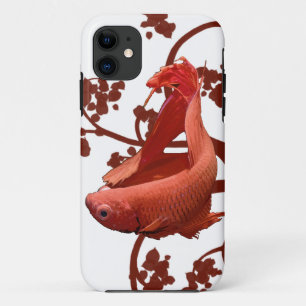 Coque iPhone 11 Combattant Siamois Betta Rouge