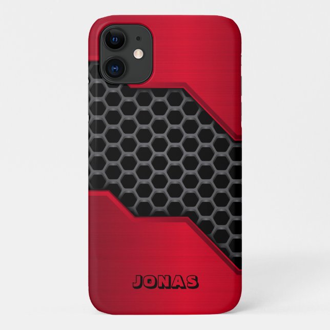 Coques Case-Mate iPhone Combe De Miel Métallique Rouge Et Gris (Dos)