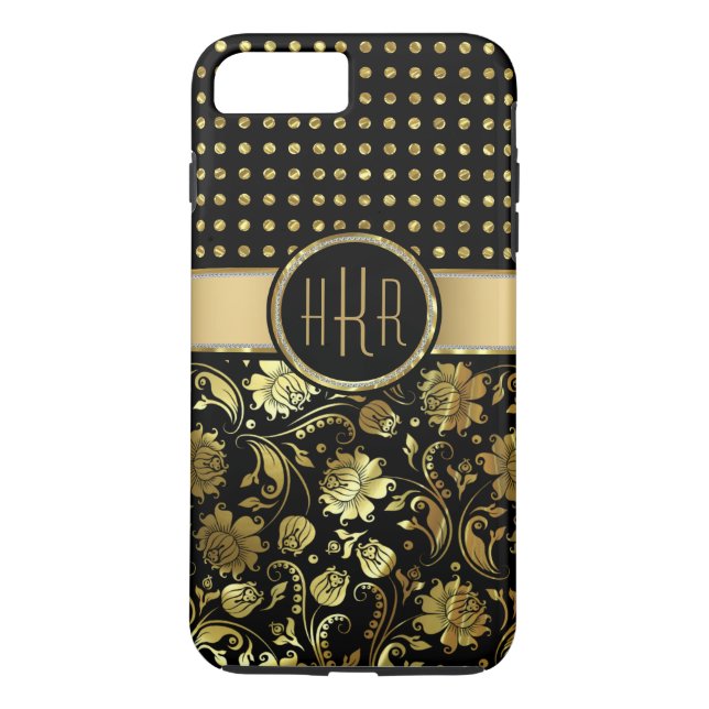 Coques Case-Mate iPhone Combinaison Black & Gold Damask & PolkaDot (Dos)