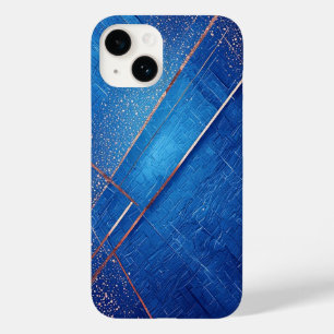 Coque Pour iPhone 14 Composition artistique Abstraite bleue et or