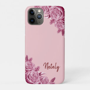 Case-Mate iPhone Case Composition de fleurs roses avec nom