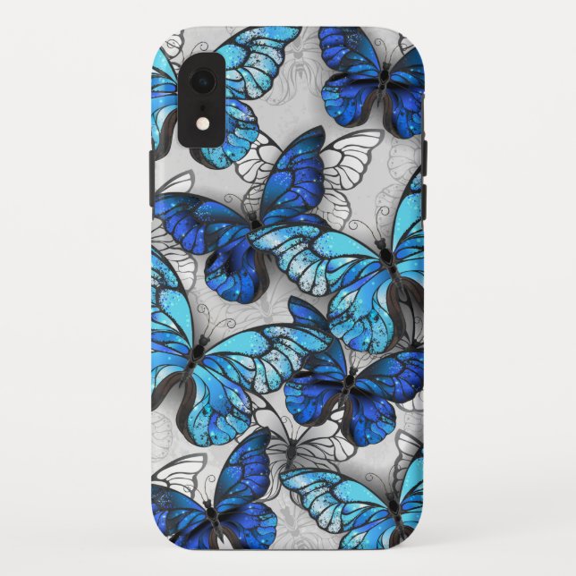 Coques Case-Mate iPhone Composition des White and Blue Butterflies (Dos)