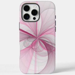 Coques iPhone 16 Pro Max Conception Abstraite de fractal rose pâle moderne