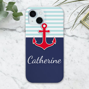 Coque Pour iPhone 15 Conception Ancre marine bleu marine