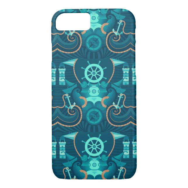 Coques Case-Mate iPhone Conception bleue nautique (Dos)