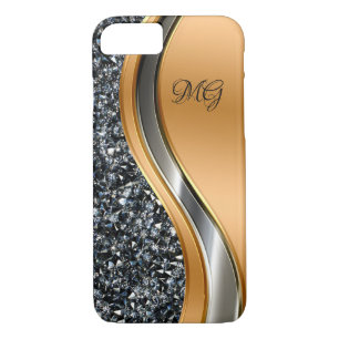 Coque iPhone 8/7 Conception chique de monogramme de bijou de Faux