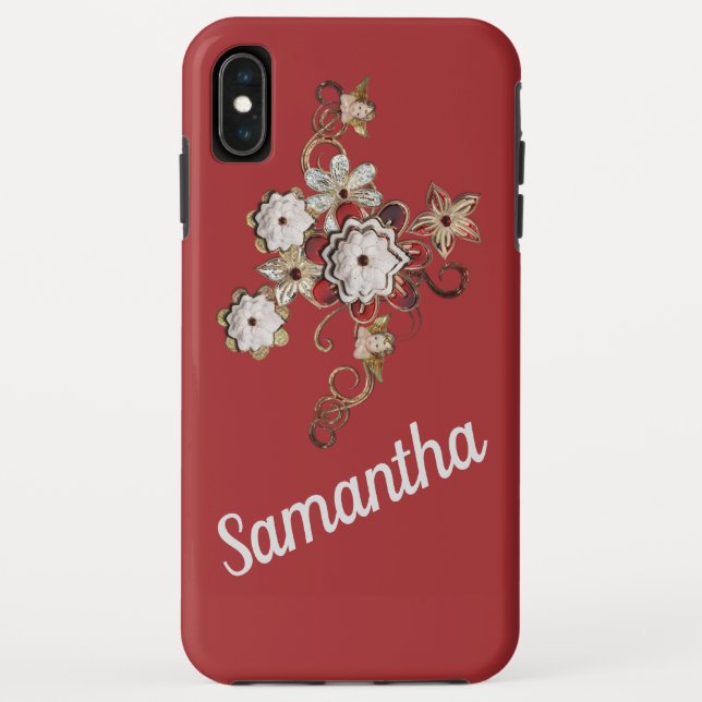 Coques Case-Mate iPhone Conception de bijoux sur fond rouge riche (Dos)