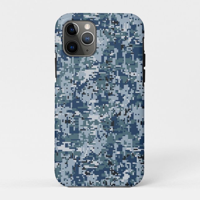 Coques Case-Mate iPhone Conception de camouflage numérique bleu marine (Dos)