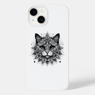 Coque Pour iPhone 14 Conception de chat à motif mandala