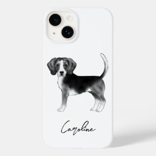 Coque Pour iPhone 14 Conception de chien Beagle en noir et blanc avec t