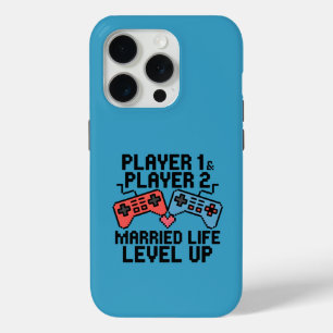 Coque iPhone 15 Pro Conception de couple de jeu Pixel Level Up