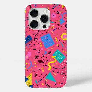 Coque iPhone 15 Pro Conception de doodles et de formes aux couleurs vi
