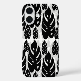 Coque Pour iPhone 16 Conception de feuille noir blanc