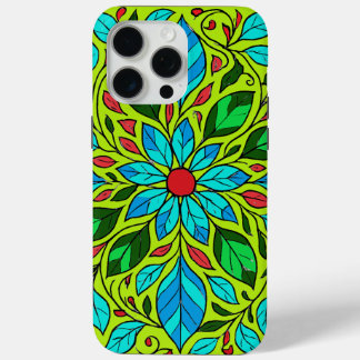 Coque iPhone 15 Pro Max Conception de feuilles de mandala