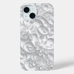Coque Pour iPhone 15 Conception de la marguerie en papier argenté