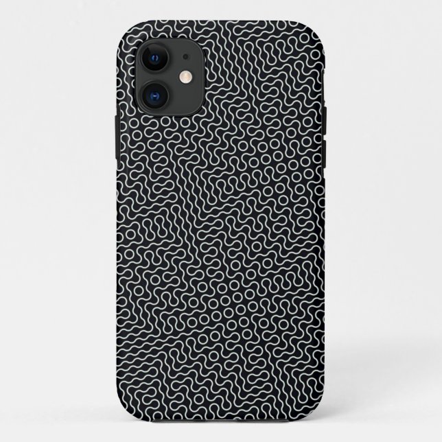 Coques Case-Mate iPhone Conception de lignes Wavy en noir et blanc (Dos)