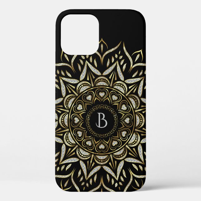 Coques Case-Mate iPhone Conception de mandala en argent et en or (Verso)
