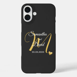 Coques iPhone 16 Plus Conception de monogramme de mariage avec noms et d