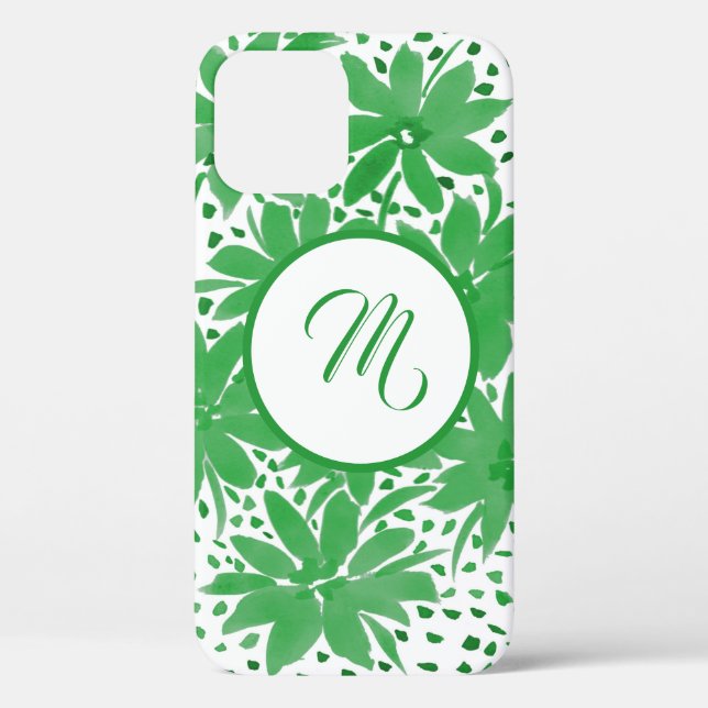 Coques Case-Mate iPhone Conception de monogramme vert personnalisé (Verso)