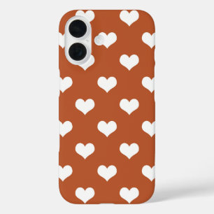 Coque Pour iPhone 16 Conception de motif cœur amour blanc marron