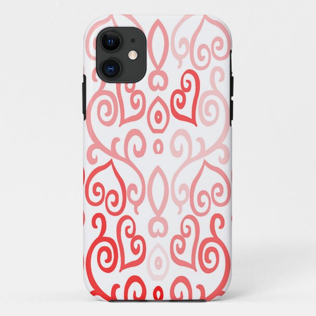 Coques Case-Mate iPhone Conception de Motif de coeur rouge et rose (Dos)