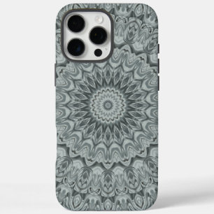 Coques iPhone 16 Pro Max Conception de motif mandala gris et argent