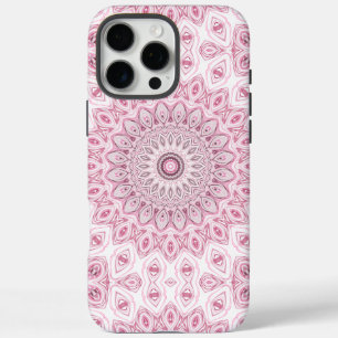 Coques iPhone 16 Pro Max Conception de motif mandala rose et blanc