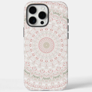 Coques iPhone 16 Pro Max Conception de motif mandala rose et vert pastel
