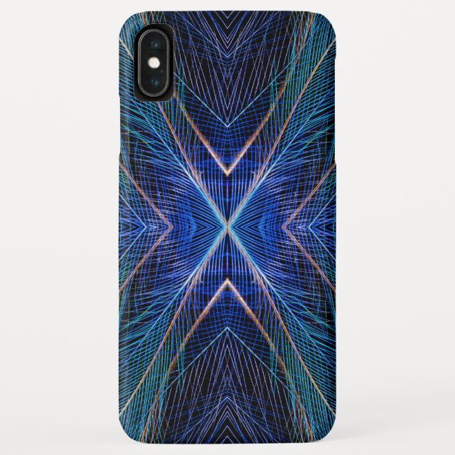 Coques Case-Mate iPhone Conception de plume fractale bleue (Dos)