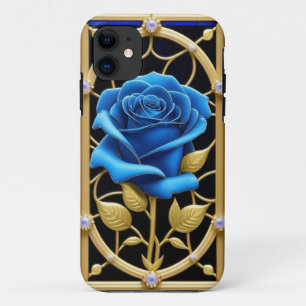 Case-Mate iPhone Case Conception de Rose Bleue en Verre Coloré