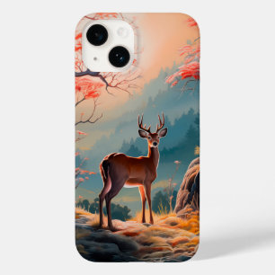 Coque Pour iPhone 14 Conception de scène forestière avec cerfs automnal