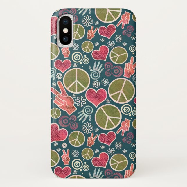 Coques Case-Mate iPhone Conception de signe de pacifisme de hippie de (Dos)