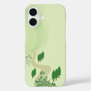 Coque Pour iPhone 16 Conception de silhouette de cycliste VTT extérieur