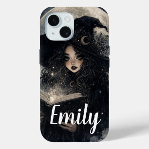 Coque Pour iPhone 15 Conception de sorcière gothique pleine lune Nature