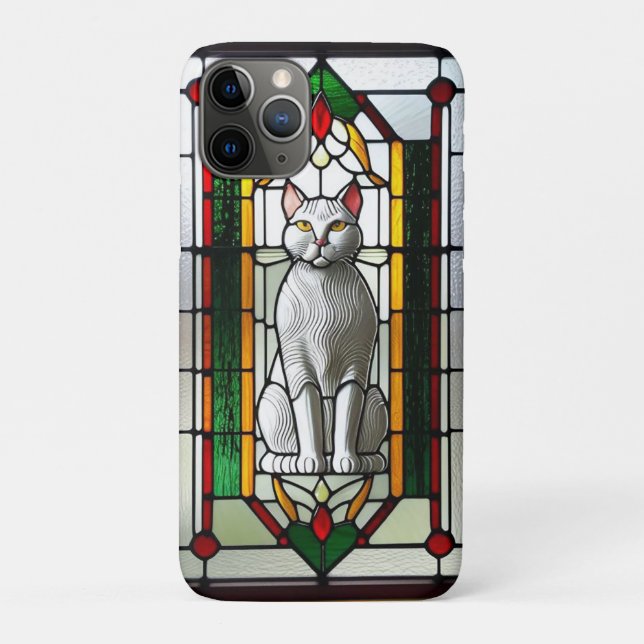 Coques Case-Mate iPhone Conception de vitrail avec chat (Dos)