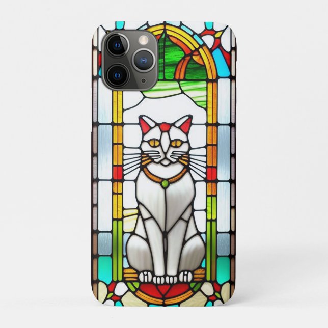 Coques Case-Mate iPhone Conception de vitrail avec chat (Dos)