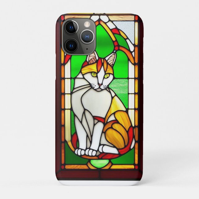 Coques Case-Mate iPhone Conception de vitrail avec chat (Dos)