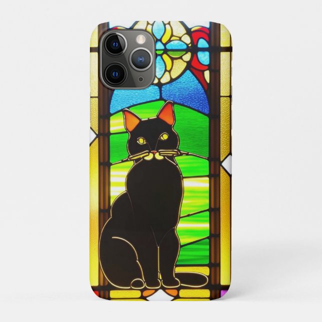 Coques Case-Mate iPhone Conception de vitrail avec chat (Dos)