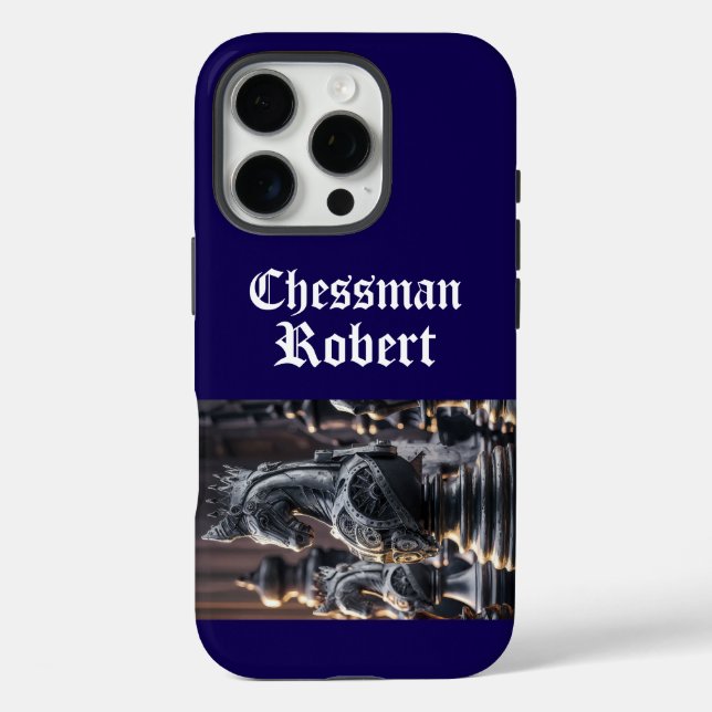 Coques Case-Mate iPhone Conception d'échecs Steampunk avec nom personnalis (Verso)