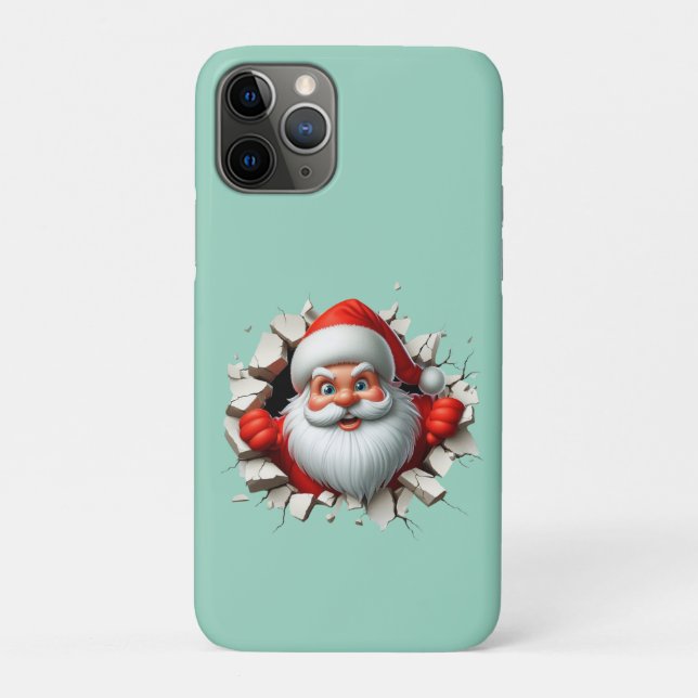 Coques Case-Mate iPhone Conception drôle de Noël avec le Père Noël en 3D (Dos)