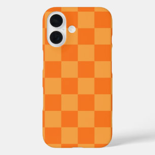 Coque Pour iPhone 16 Conception du vérificateur orange clair et foncé