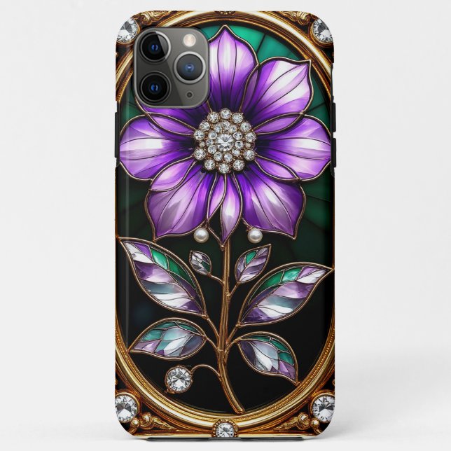 Coques Case-Mate iPhone Conception florale dans un cadre doré (Dos)